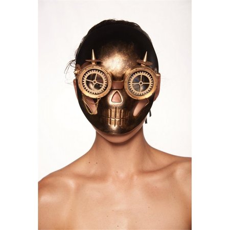 KAYSO Gold Full Face Steampunk Mask with Gears  Spikes SPM036GD
